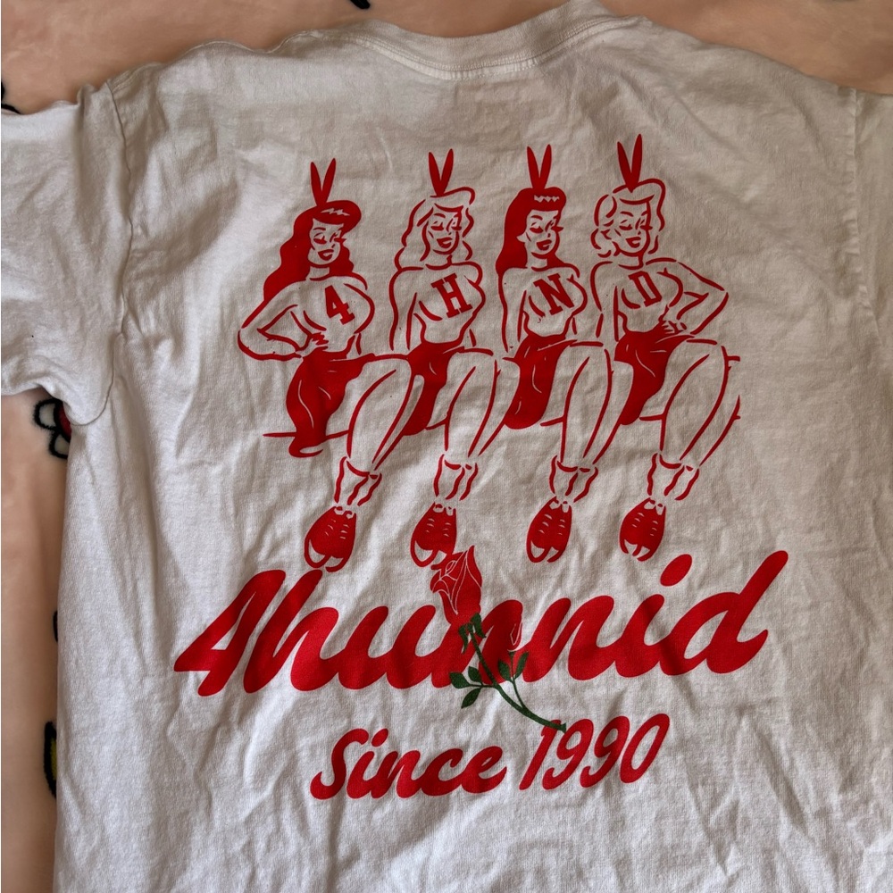White and Red Graphic T-Shirt